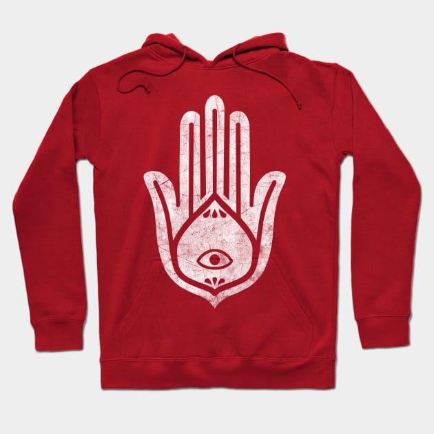 Hamsa 2 White Halftone Hoodie by GAz